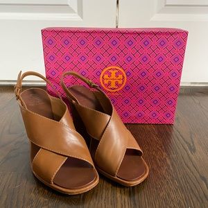 Tory Burch Gabrielle Wedge Sandal - Royal Tan SZ 8